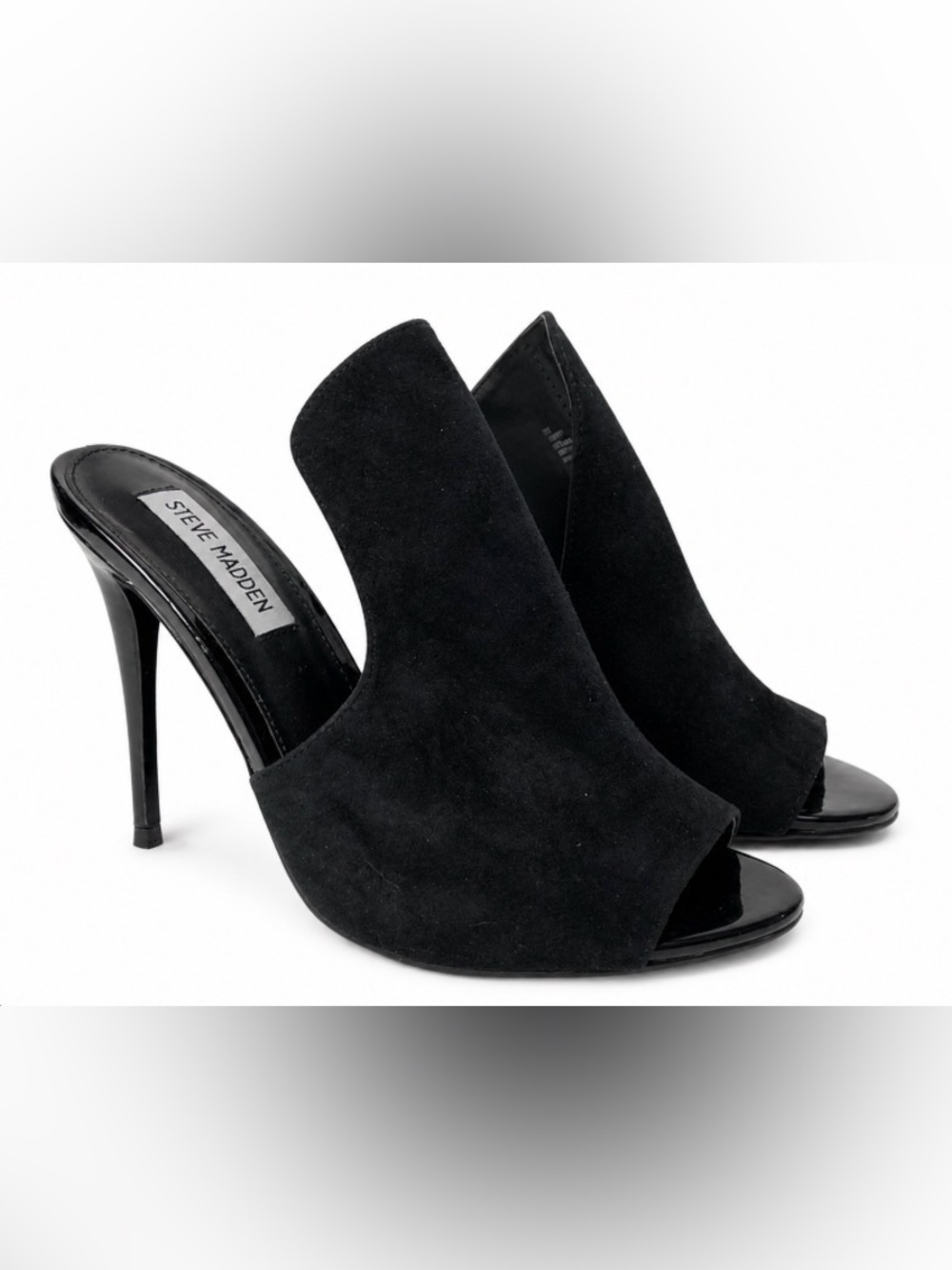 Steve Madden Black Suede Open-Toe Mule - Size 7